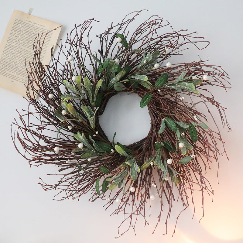 Christmas Prairie Rattan Wreath 18 Inch Artificial Decorative Holiday Door Accent