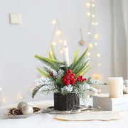 Christmas Tabletop Candle Holder Ornament 10.5 Inch Decorative Holiday Accent