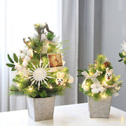 Handmade Potted Flocked Christmas Tree 12 Inch and 18 Inch Artificial Holiday Decor