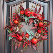 Pomegranate Artificial Wreath 14 Inch Autumn Winter Thanksgiving Decor Bulk Quantity