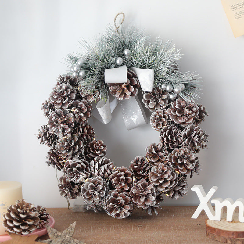 Christmas Pine Cone Wreath 35 Inch Artificial Log Decorative Holiday Door Accent
