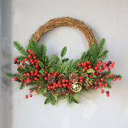 Christmas Red Berry Wreath Front Door Decoration 14 Inch Artificial Holiday Decor