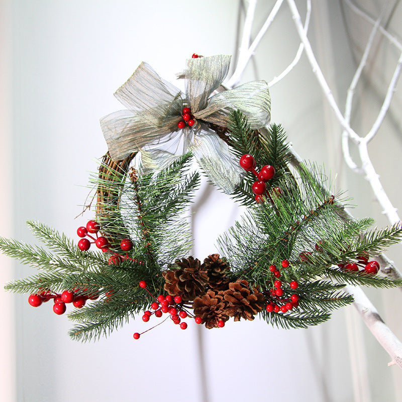 Christmas Red Berry Wreath Front Door Decoration 14 Inch Artificial Holiday Decor