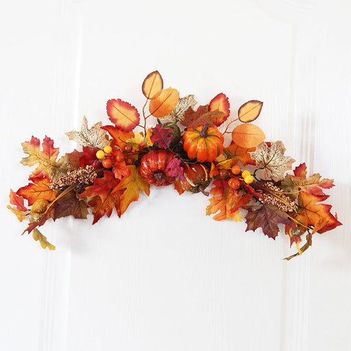 Harvest Pumpkin and Berries Large Artificial Wreath 24 Inch Fall Decoration