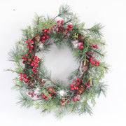 Artificial Christmas Pine Cone Wreath 20 Inch Red Cone Holiday Decor