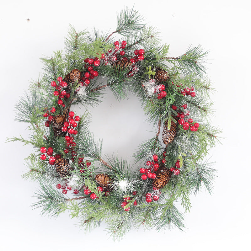 Artificial Christmas Pine Cone Wreath 20 Inch Red Cone Holiday Decor