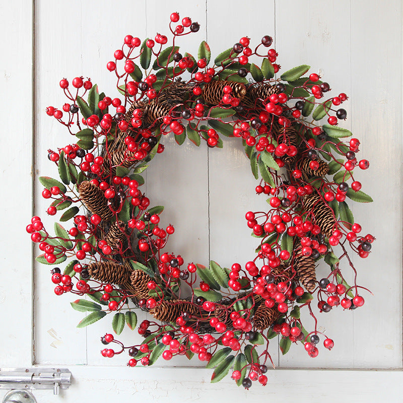 24 Inch Artificial Christmas Wreath with Red Berries and Pine Cones, Bulk Wholesale Quantity