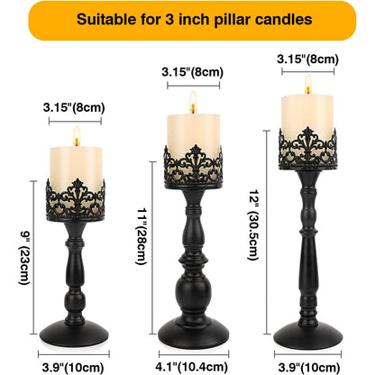 Bulk Set of 3 Gold Candle Holders for Pillar Candles Table Centerpieces Candle Stand Decor Wholesale