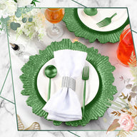 Premium 100 Pcs 13" Gold Charger Plates Set Metallic Ruffled Rim Wedding Party Holiday Decor with Elegant All-Weather Table Settings