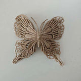 9-Piece Christmas Butterfly Decor Set 3D Glitter Double-Layer Hollow - TreeWallWreath Decor + 9 Clips