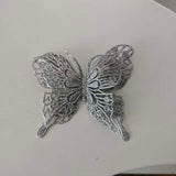 9-Piece Christmas Butterfly Decor Set 3D Glitter Double-Layer Hollow - TreeWallWreath Decor + 9 Clips