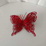 9-Piece Christmas Butterfly Decor Set 3D Glitter Double-Layer Hollow - TreeWallWreath Decor + 9 Clips