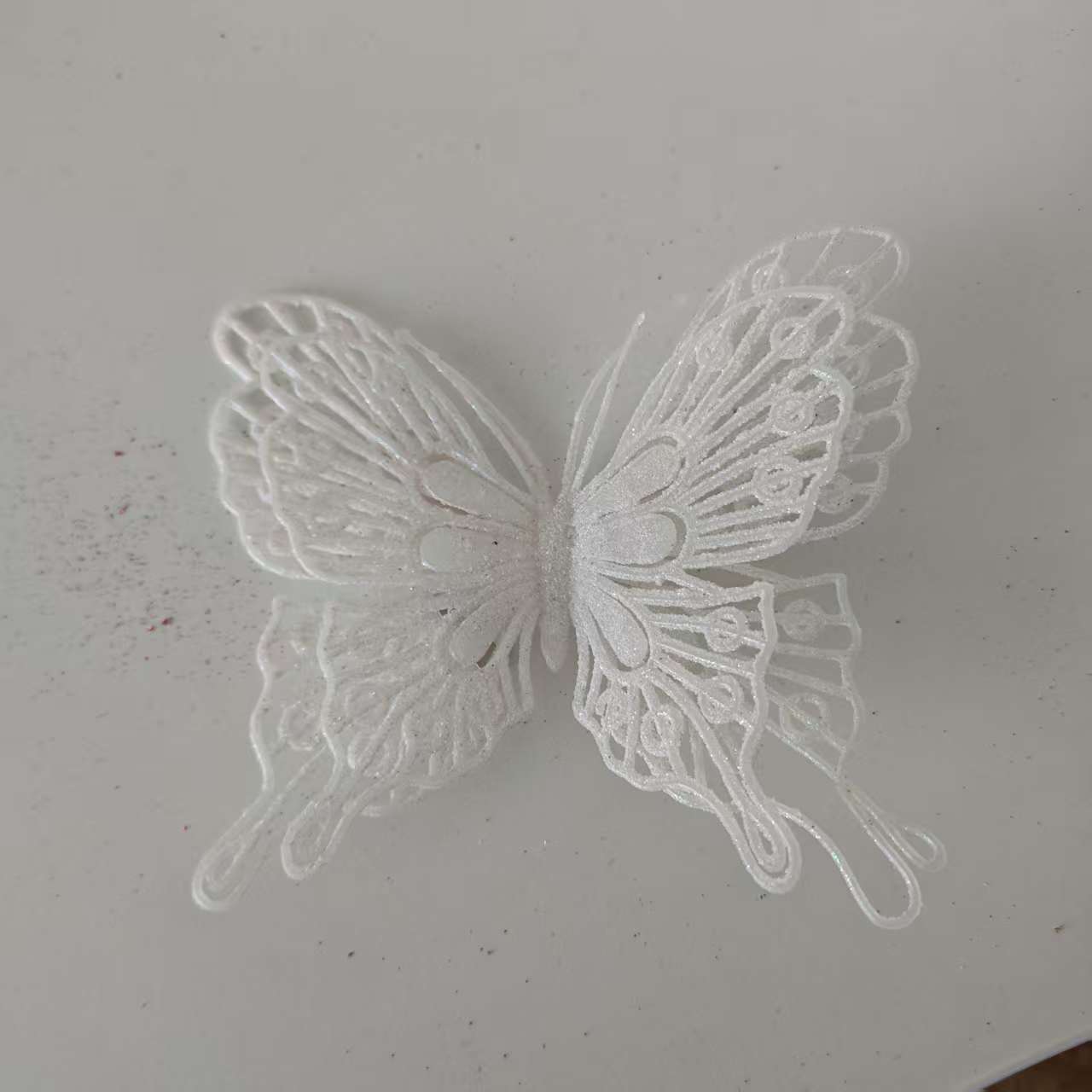 9-Piece Christmas Butterfly Decor Set 3D Glitter Double-Layer Hollow - TreeWallWreath Decor + 9 Clips