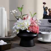 9.8 Inch Artificial Flower Bouquet with Ceramic Vase, 1 Pc, Classic Luxury Design for Restaurant and Bar Decor