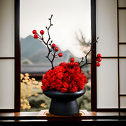 9.8 Inch Artificial Flower Bouquet with Ceramic Vase, 1 Pc, Classic Luxury Design for Restaurant and Bar Decor