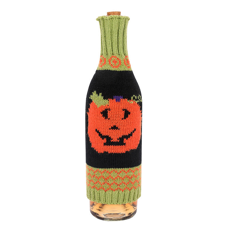 Bulk 5 Pcs Halloween Christmas Wine Bottle Covers Knitted Pumpkin Design for Holiday Decor Party Restaurant Decorations Wholesale