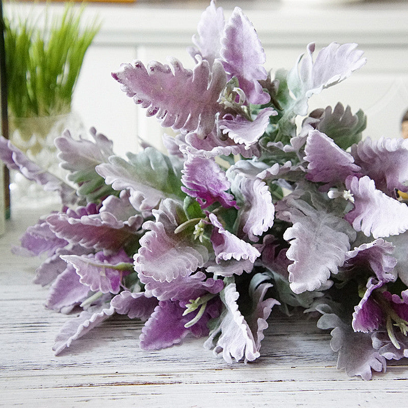 15 Inch Lambs Ear Leaves and Dusty Miller Stems, 15 Pcs Real Touch Silver Ragwort Foliage Artificial Leaves Bulk