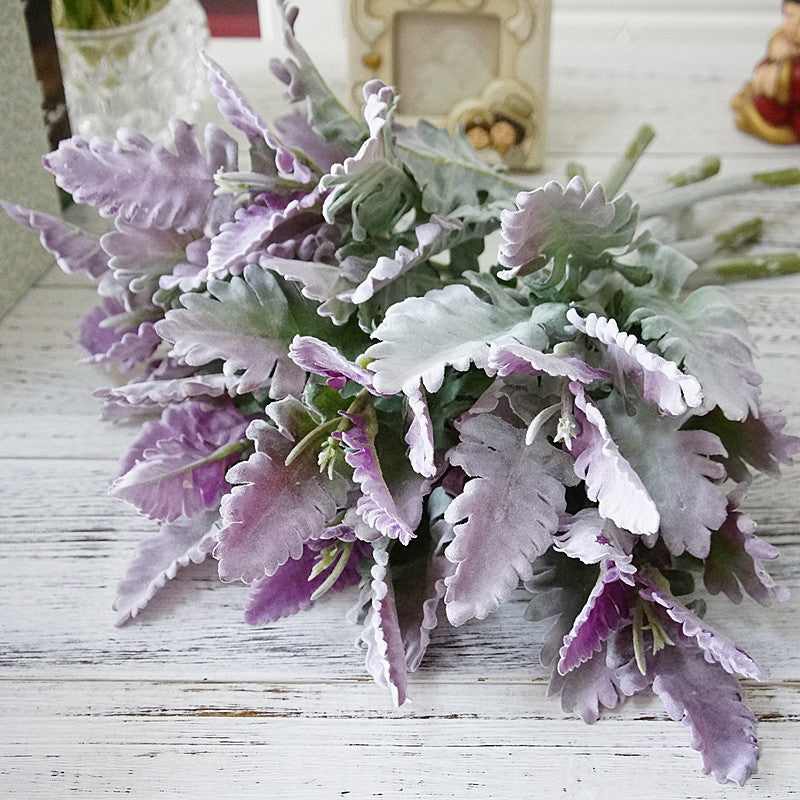 15 Inch Lambs Ear Leaves and Dusty Miller Stems, 15 Pcs Real Touch Silver Ragwort Foliage Artificial Leaves Bulk