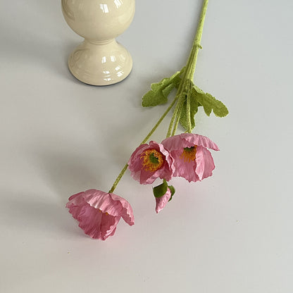 Bulk 23" Artificial Silk Poppy Flowers Fake Poppy with Stems for Home Wedding Party Tables Decor Wholesale