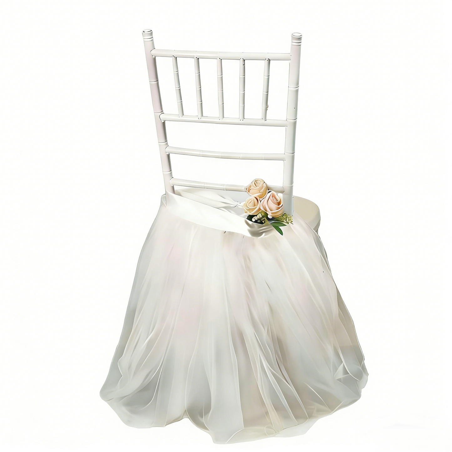 20-Pack Bridal Shower Chair Tutu Skirts - White Tulle Chair Decor for Wedding/Party