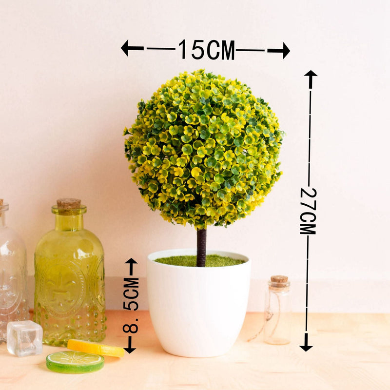 Artificial Boxwood Topiary Ball Tree 12 Inch UV Resistant Potted Shrubs Bulk Set