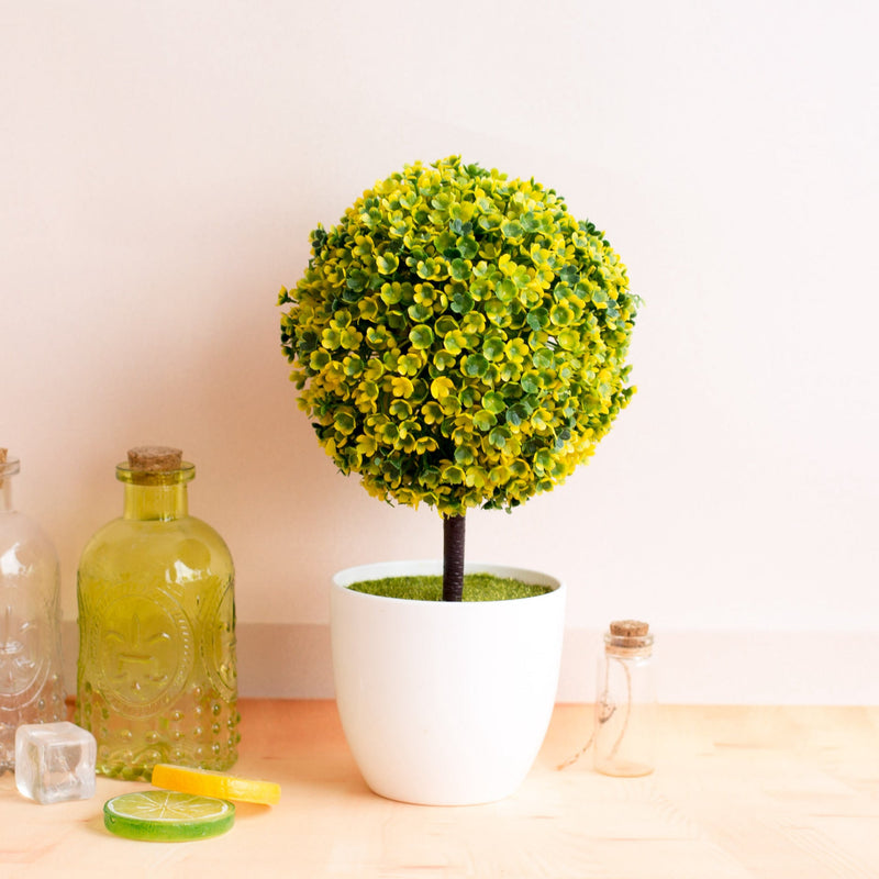 Artificial Boxwood Topiary Ball Tree 12 Inch UV Resistant Potted Shrubs Bulk Set
