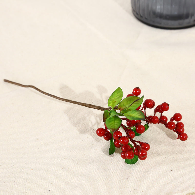 Red Berry Christmas Foam Fruit, Artificial Holly Berry Stem, 9", Plastic, Holiday Decor, Wedding Centerpiece, DIY Floral Arrangement
