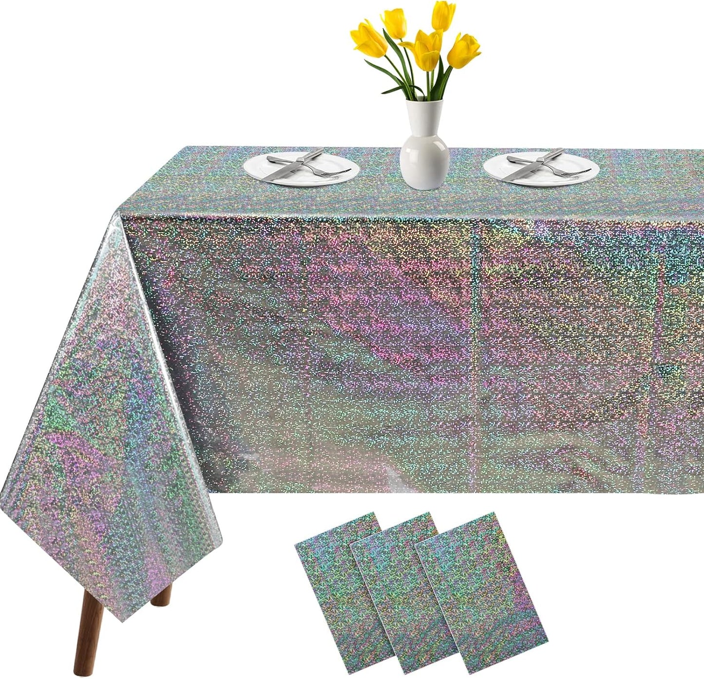 Bulk Vibrant Rainbow Disposable Tablecloth 54x108 Inches Ideal for Birthday Parties Buffets Disco and Mermaid Themed Decor Wholesale