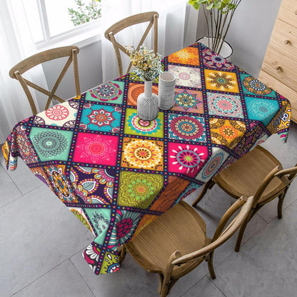 Bulk 60 Inch Round Tablecloth Stain Resistant Polyester Table Cover for Kitchen Dining Buffet Parties and Camping Mandala Design Wholesale