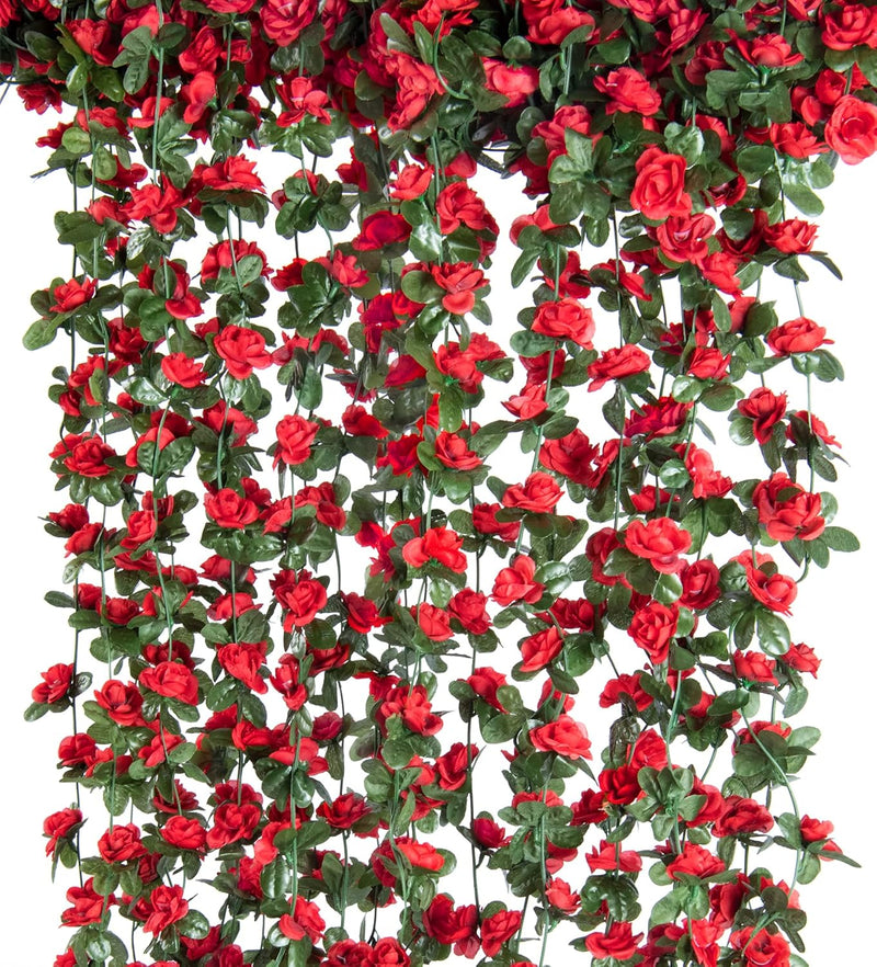 45 Pcs Artificial Rose Vine Garland 66 FT Pink Flowers with Green Leaves Flexible Stems for Wedding Decor