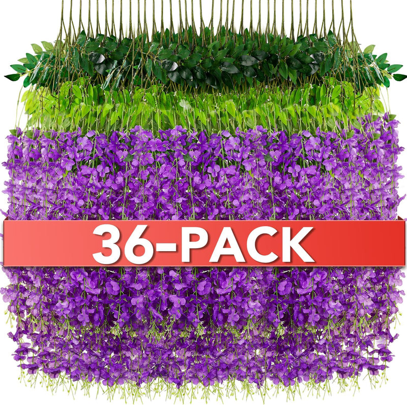 3.6ft Artificial Wisteria Garland, Lightweight Hanging Silk Flowers for Wedding Party Decor