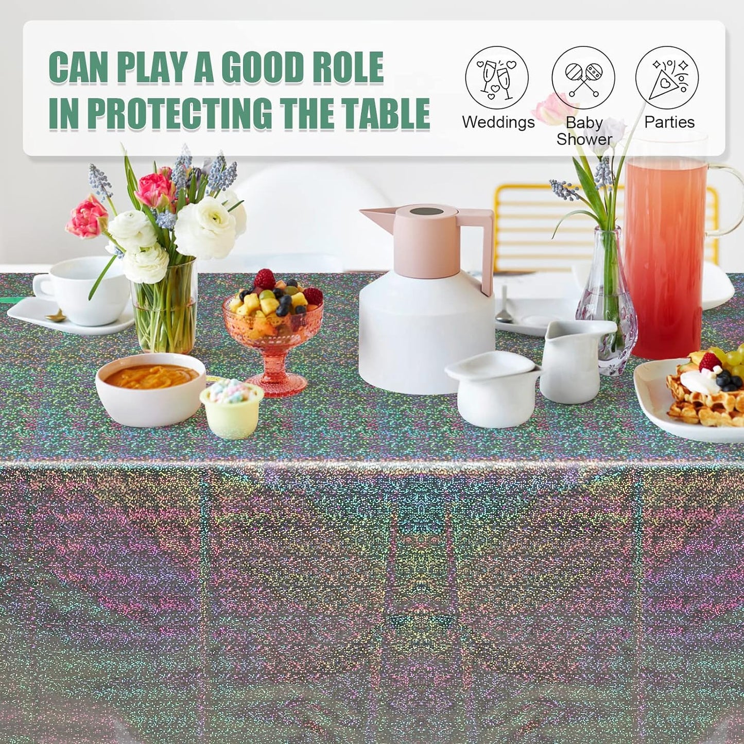 Bulk Vibrant Rainbow Disposable Tablecloth 54x108 Inches Ideal for Birthday Parties Buffets Disco and Mermaid Themed Decor Wholesale