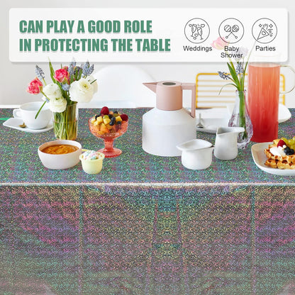 Bulk Vibrant Rainbow Disposable Tablecloth 54x108 Inches Ideal for Birthday Parties Buffets Disco and Mermaid Themed Decor Wholesale