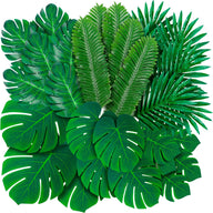 Premium 108 Count Tropical Foliage 2 Set  6 Sizes Artificial Palm Leaves with Stems Luau Safari Wedding Durable All Weather Décor