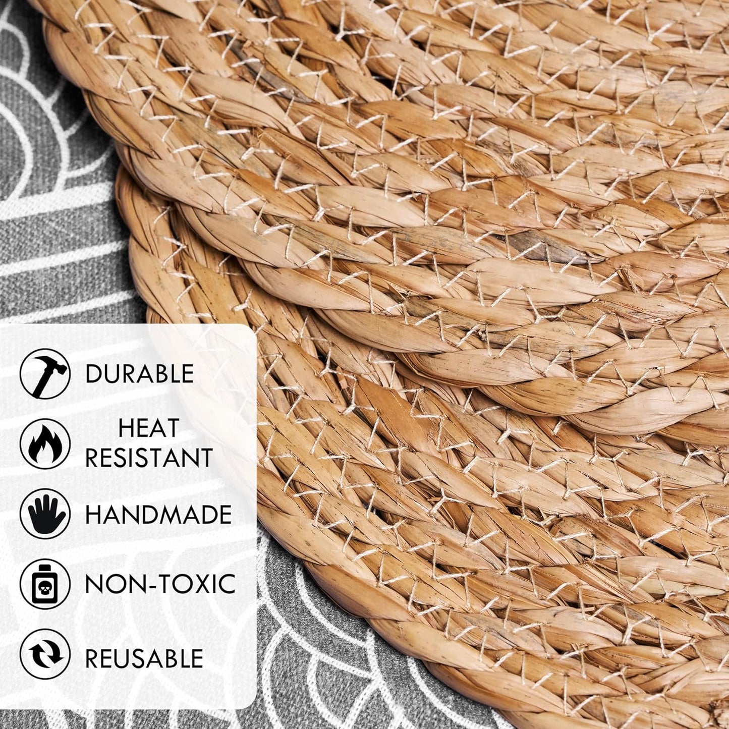 Bulk 10 Pack 12 Inch Round Farmhouse Woven Placemats Rustic Rattan Water Hyacinth Braided Mats for Dining Home Decor Weddings Wholesale