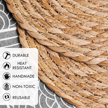 Bulk 10 Pack 12 Inch Round Farmhouse Woven Placemats Rustic Rattan Water Hyacinth Braided Mats for Dining Home Decor Weddings Wholesale