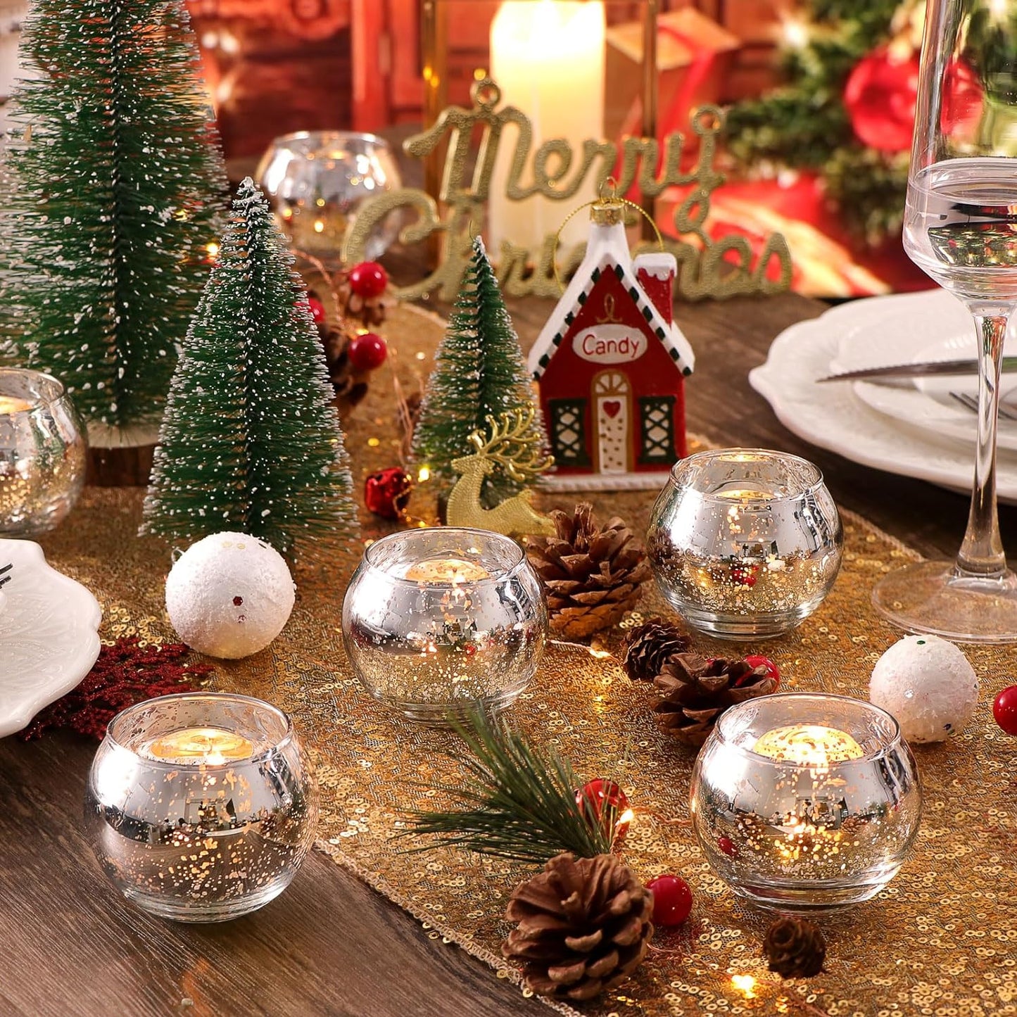 Bulk 12 Pcs Shine Bright Electroplated Glass Candle Holders for Weddings Parties Holidays Gifts and Bridal Showers Wholesale