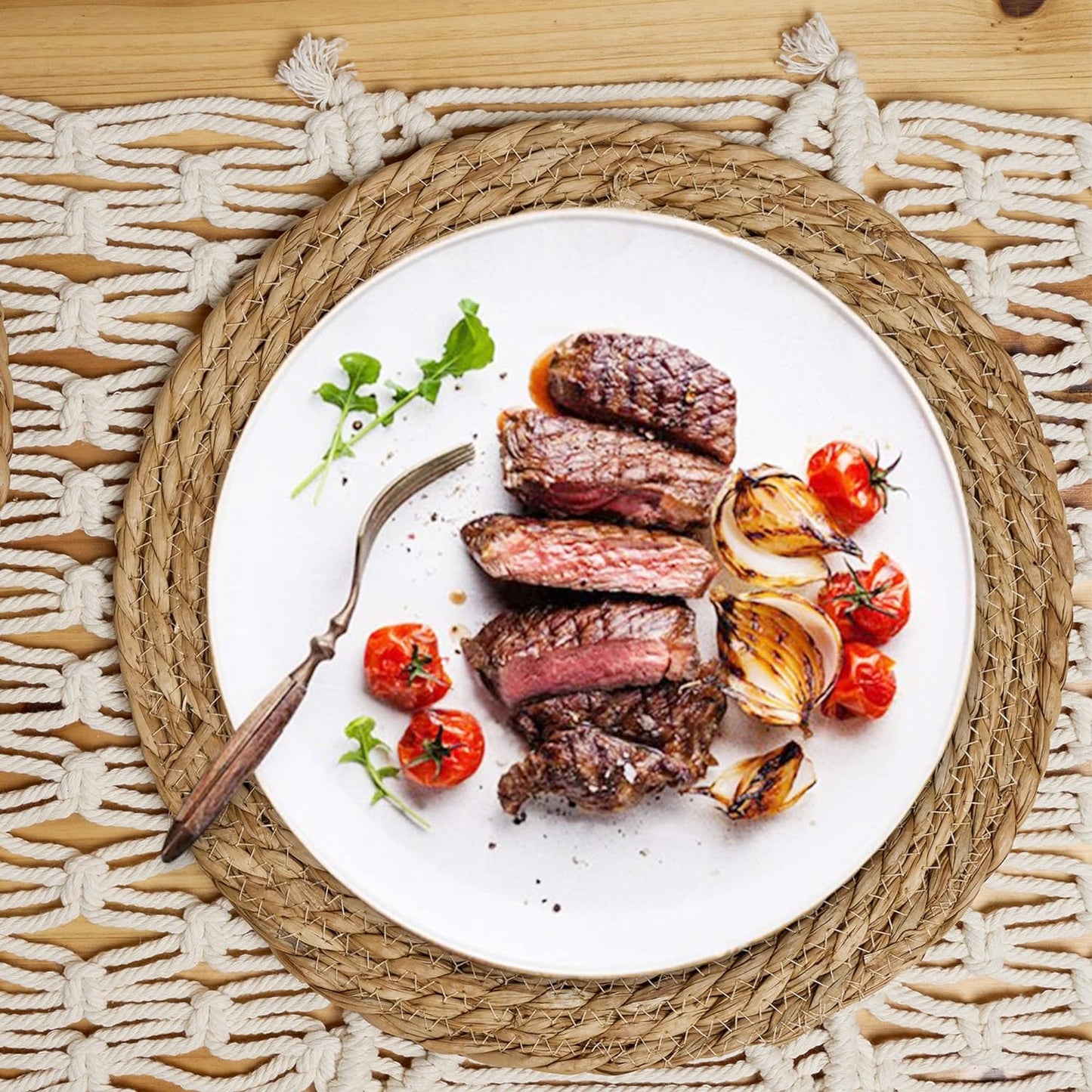 Bulk 10 Pack 12 Inch Round Farmhouse Woven Placemats Rustic Rattan Water Hyacinth Braided Mats for Dining Home Decor Weddings Wholesale