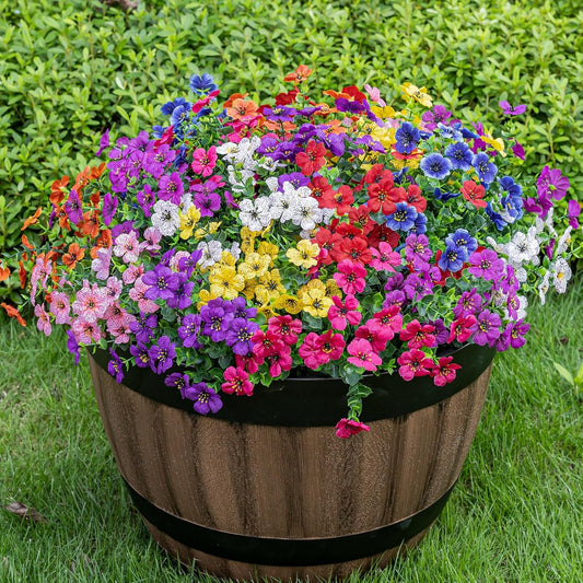 Premium Outdoor Fake Flowers 10 Pack UV Resistant Polyester Eucalyptus Bundles  Eco Friendly Stems for Patio Garden Porch Decor