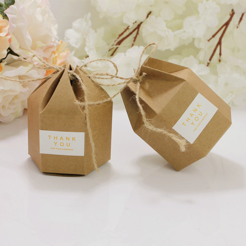 Bulk 50 Pack Gift Boxes Hexagon Kraft Package Box with Wrap Gift for Wedding Birthday Party Candy Chocolate Packing Wholesale