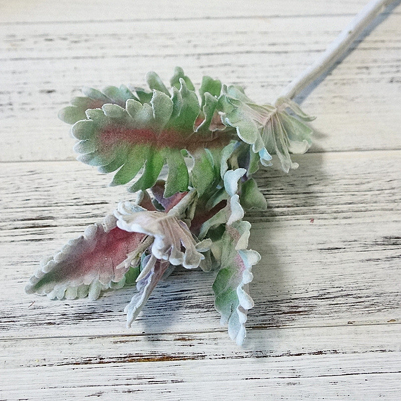 15 Inch Lambs Ear Leaves and Dusty Miller Stems, 15 Pcs Real Touch Silver Ragwort Foliage Artificial Leaves Bulk