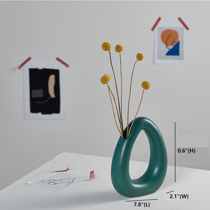 Bulk Hollow-out Ceramic Vases for Flowers U-shaped Ceramic Vase with Dual Openings Wholesale