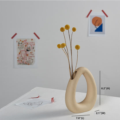 Bulk Hollow-out Ceramic Vases for Flowers U-shaped Ceramic Vase with Dual Openings Wholesale