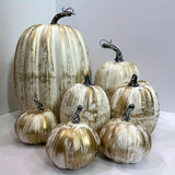 Bulk 7pcs Artificial Yellow and White Pumpkin Decoration Sets for Halloween and Thanksgiving Home Decor Wholesale