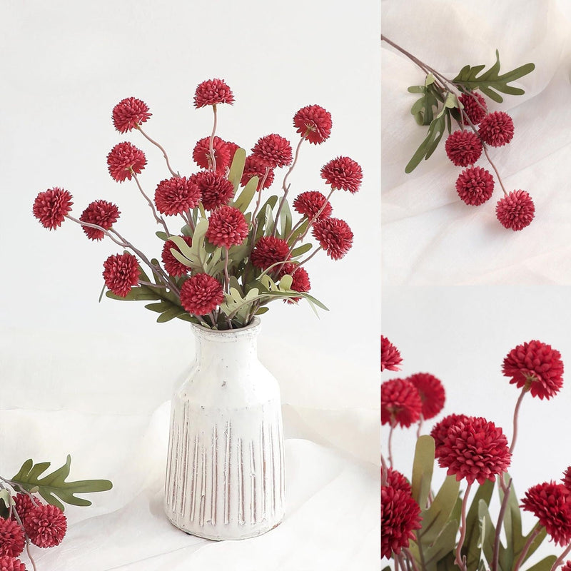 5 Pcs Artificial Silk Pompon Mums Flowers, Beige, 6 Inch Stems, Realistic Chrysanthemums for DIY Bouquets and Wedding Decor