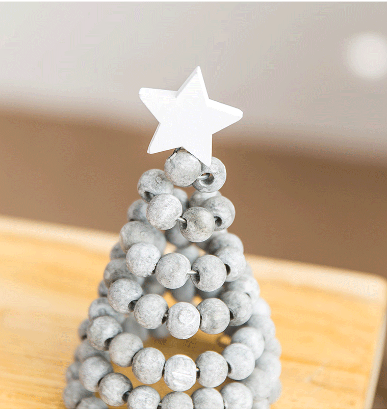Wooden Bead Christmas Tree Tabletop Centerpiece Ornament Holiday Decoration Bulk Quantity