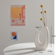 Bulk Hollow-out Ceramic Vases for Flowers U-shaped Ceramic Vase with Dual Openings Wholesale