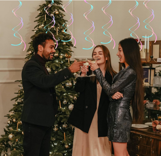 Bulk 30 Pcs Rainbow White Hanging Swirl Background Streamers Perfect for Wedding Baby Shower and Birthday Party Ceiling Decor Wholesale