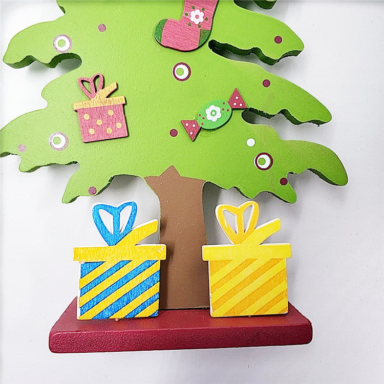 10 Pcs Cartoon Christmas Tree Ornaments with Bells Bulk Set for Home Shelf Mantel Xmas Party Decor