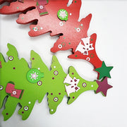 10 Pcs Cartoon Christmas Tree Ornaments with Bells Bulk Set for Home Shelf Mantel Xmas Party Decor